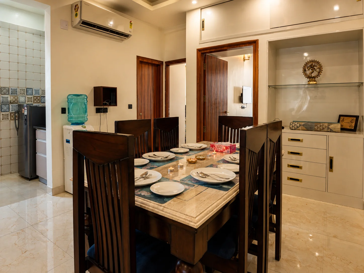 Gourmet dining table setting details at the best homestay in Dehradun Dalanwala
